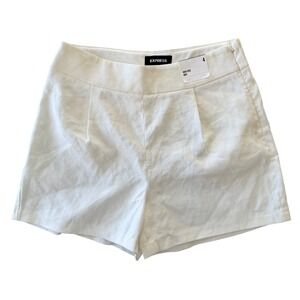 Express High Rise Midi Shorts Womens S White Minimalist Coastal Summer Capsule